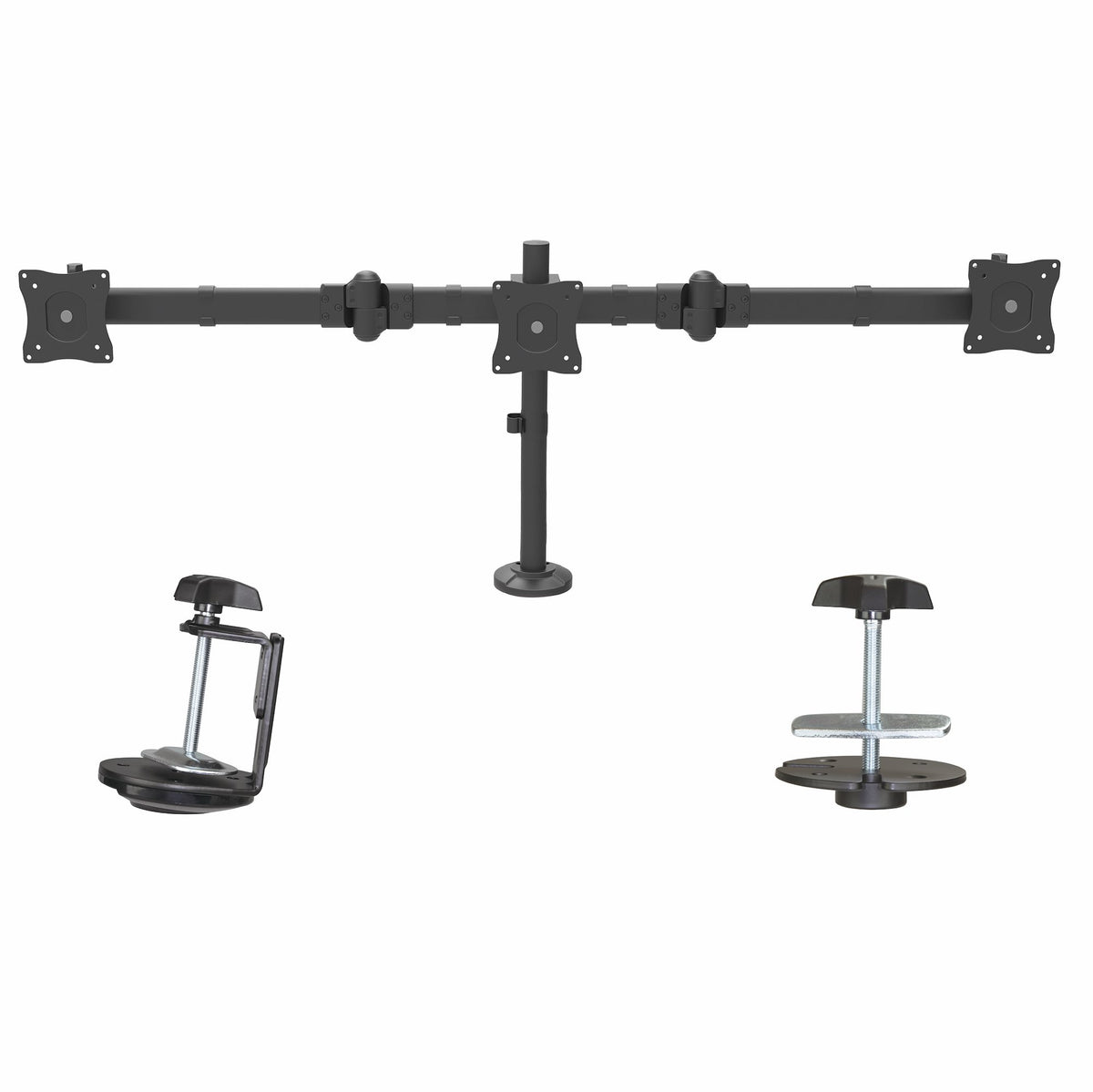 StarTech.com Desk Mount Triple Monitor Arm - Ergonomic VESA 3 Monitor Mount up to 27" (17.6lb/8kg) - Articulating & Height Adjustable Pole Mount - Tilt/Swivel/Rotate LCD/LED Screen - Desk Clamp/Grommet