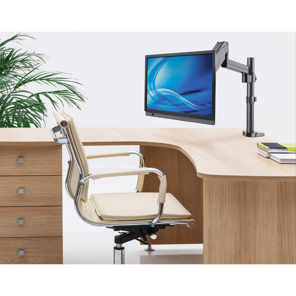 Manhattan Desk Mount for TV & Monitors (Full Motion Gas Spring), For screens 13" to 27", Clamp or Grommet Assembly, VESA compatibility: 75x75mm and 100x100mm - check the dimensions of the four mounting holes on back of screen to ensure it fits, Max 8kg, B