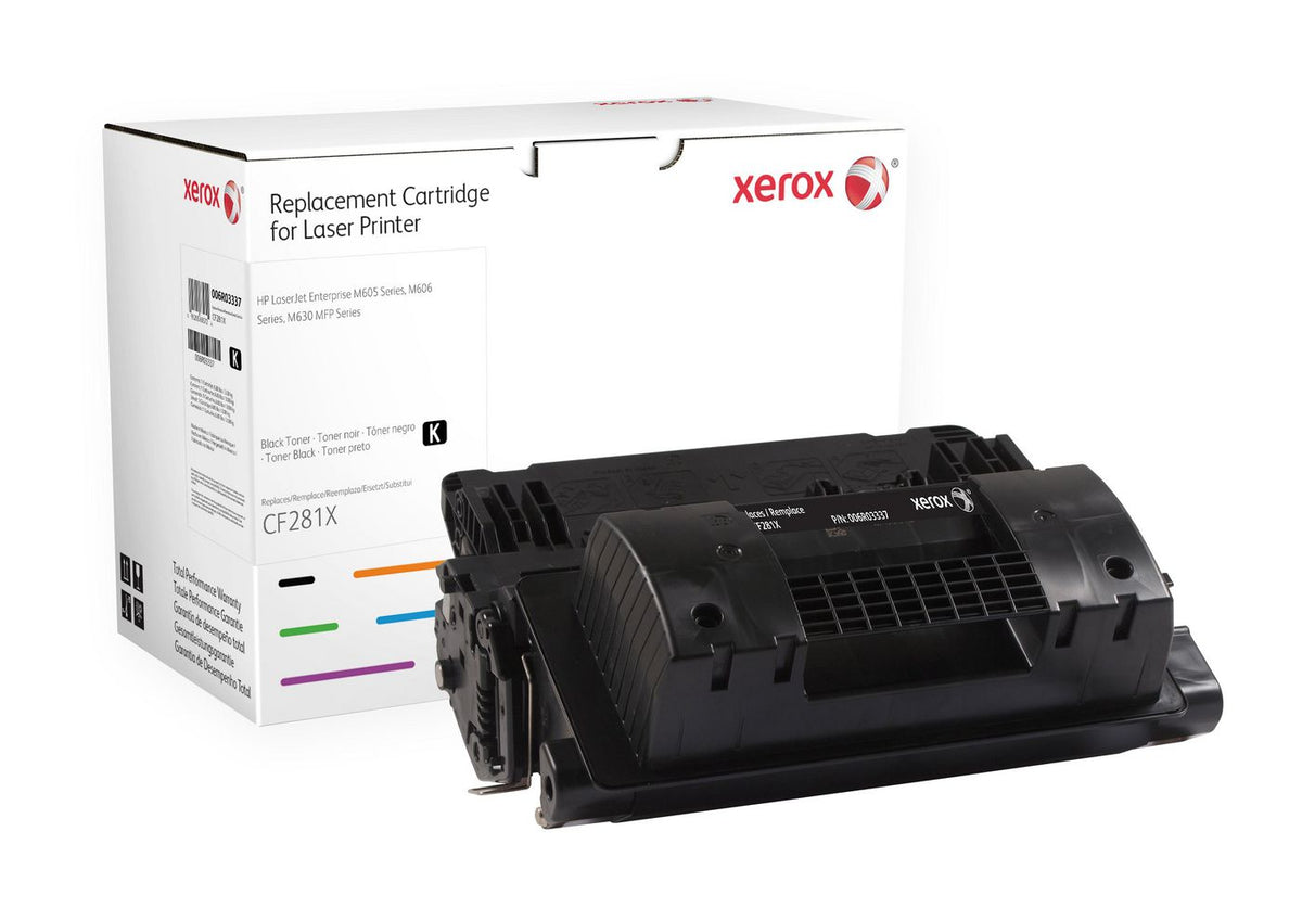 Xerox Black toner cartridge. Equivalent to HP CF281X. Compatible with HP LaserJet M605, LaserJet M606, LaserJet M625, LaserJet M630
