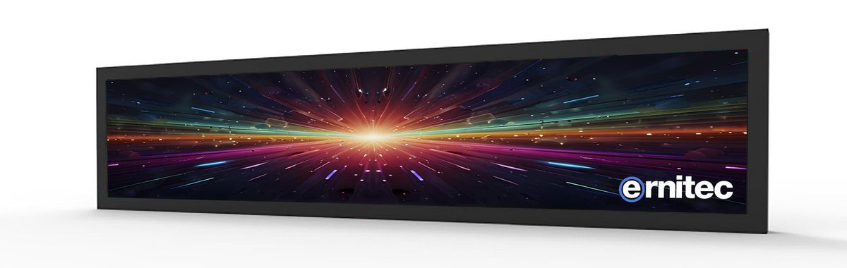 Ernitec 28" 24/7 Ultra Wide Stretched Bar Display. Full HD (1920 x 360) High Brightness 700 NITS, with Android and WiFi