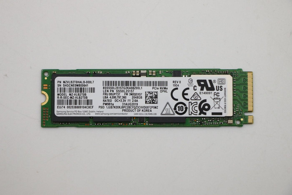 Lenovo SSD M.2 2280 PCIe NVMe 2TB OPAL 2 0 FRU SSD M.2 2280 PCIe NVMe 2TB OPAL 2 0 Samsung