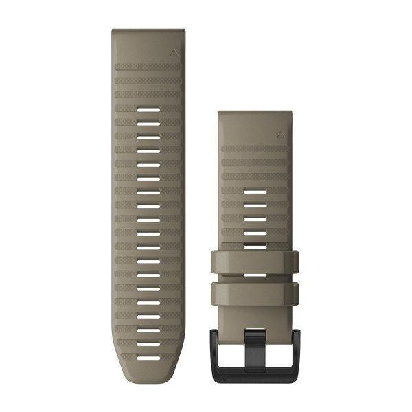 Garmin Acc,fenix 6X 26mm QuickFit Dark Sandstone Silicone Band QuickFit 26, Watch strap, Silicone, Grey, 26 mm