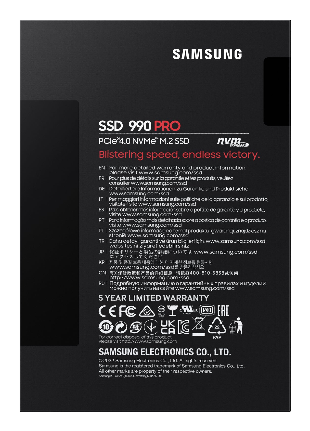 Samsung 990 PRO 1 TB M.2 PCI Express 4.0 NVMe V-NAND MLC