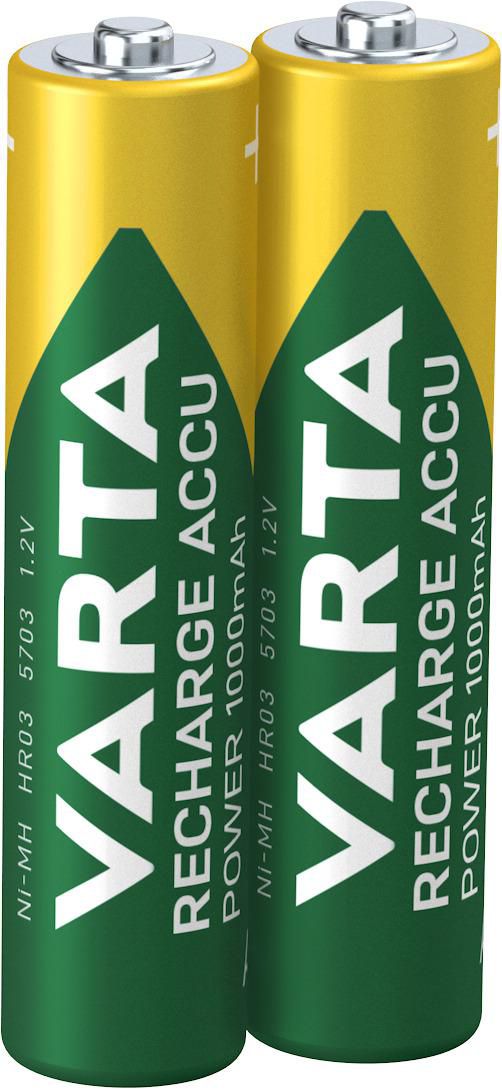 Varta 1x2 Pro. NiMH 1000 mAh AAA 1x2 Professional NiMH 1000 mAh AAA, Rechargeable battery, Nickel-Metal Hydride (NiMH), 1.2 V, 1000 mAh,