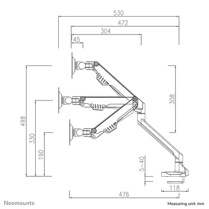 Neomounts FPMA-D750BLACK2 Monitor arm 10-32" - gas spring - Topfix - 180°-stop