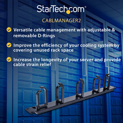 StarTech.com 1U 19in Metal Rackmount Cable Management Panel - TAA