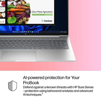 HP ProBook 4 G1i AI Intel Core Ultra 5 225U Laptop 40.6 cm (16") WUXGA 24 GB DDR5-SDRAM 512 GB SSD Wi-Fi 6E (802.11ax) Windows 11 Pro AI PC Silver