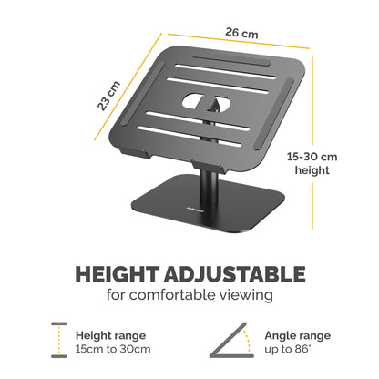 Fellowes Alumia Laptop Riser Desk Based Laptop Stand Max Size 15 inch Max Weight 5kg Black