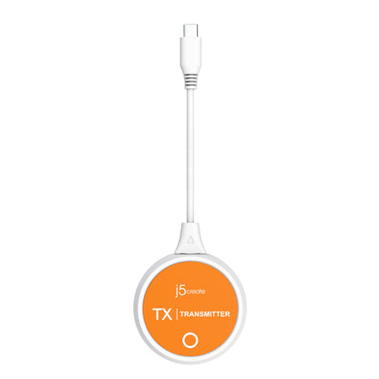 j5create JVAW62 ScreenCast USB-C® Wireless Display HDMI™ Extender, White and Orange