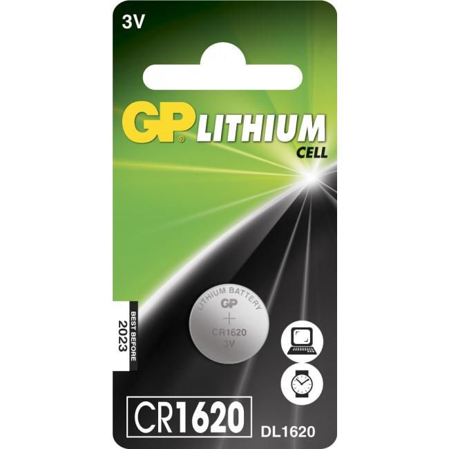 GP Lithium Coin CR1620 1's PET Childproof Card Lithium 103122, Single-use battery, CR1620, , 3 V, 1-pack