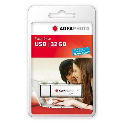 AgfaPhoto USB 2.0 silver 32GB USB Flash Drive 2.0, 32GB, 32 GB, USB Type-A, 2.0, Cap, Silver