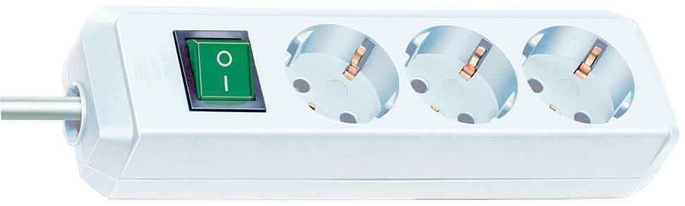 Brennenstuhl Power extension 3 m 3 AC outlet(s) White Eco-Line extension socket with switch 3-way, white, 3m