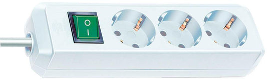 Brennenstuhl Power extension 3 m 3 AC outlet(s) White Eco-Line extension socket with switch 3-way, white, 3m