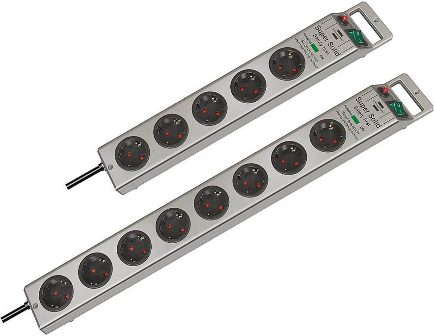 Brennenstuhl Super-Solid Surge Protection 4.500 A 8 AC outlet(s) Silver 2.5 m Super-Solid Surge Protection 4.500 A