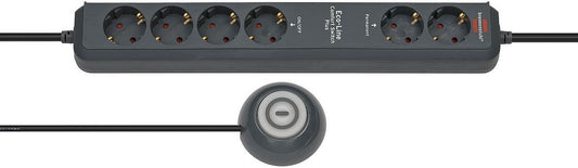 Brennenstuhl Eco-Line Comfort Switch power extension 2 m 6 AC outlet(s) Anthracite 6 Sockets, 1.5m Cable, DE Plug, Anthrazit, w / External Hand/Foot