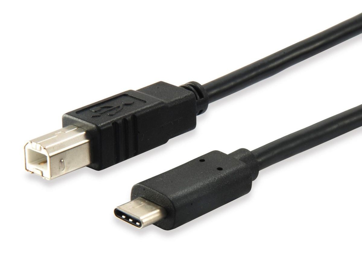 Equip USB 2.0 B MALE TO USB 2.0 Type C to Type B USB 2.0 Type C to Type B Cable, 1m, 1 m, USB B, USB C, 2.0, Male/Male, Black