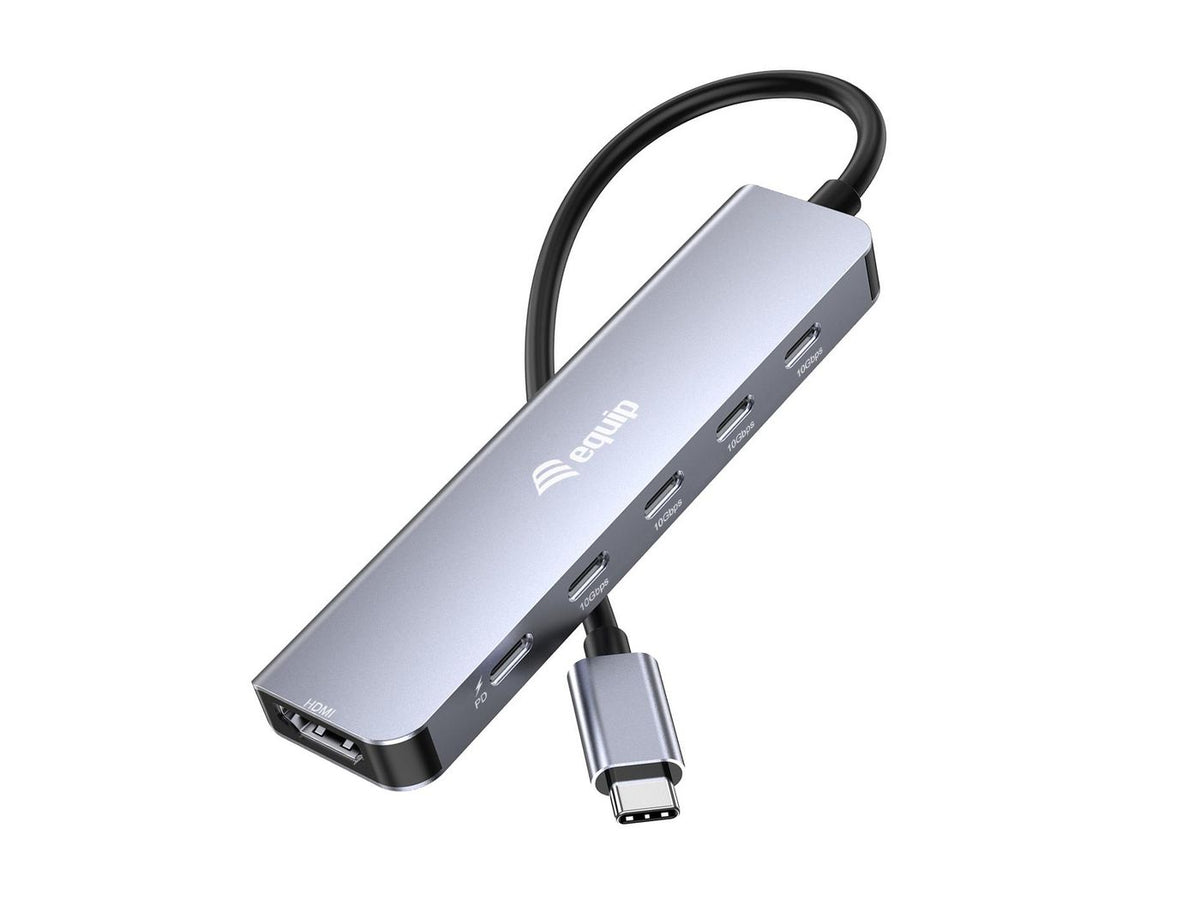 Equip Usb-C 6 In 1 Multifunctional Adapter, Hdmi 4K/60Hz, Usb-C Gen2 X 4 (10Gbps), 100W Usb Pd