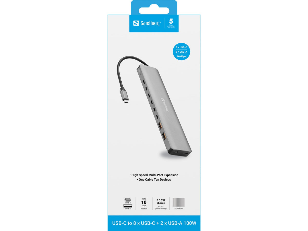 Sandberg USB-C to 8 x USB-C + 2xUSB-A 100W
