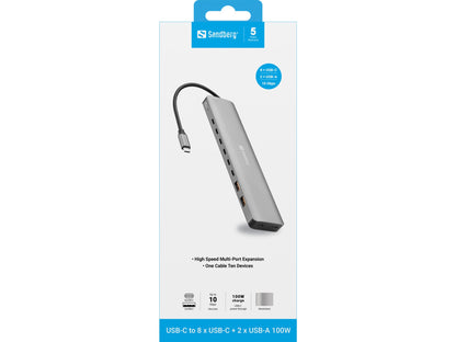Sandberg USB-C to 8 x USB-C + 2xUSB-A 100W