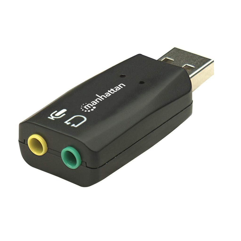 Manhattan Hi-Speed USB 3D Sound USB 2.0 Sound Adapter, USB-A to 3.5mm Mic-in and Audio-Out ports, supports 3D and virtual 5.1 surround
