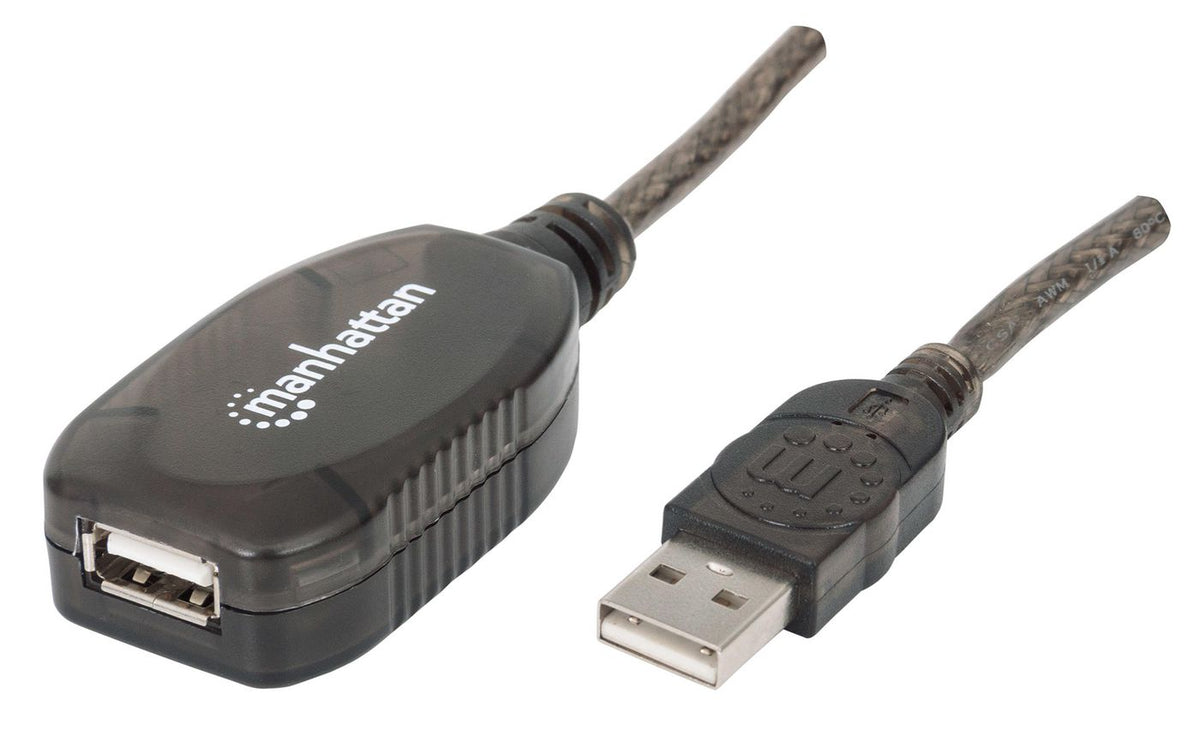 Manhattan 40m USB cable USB-A to USB-A Extension Cable, 20m, Male to Female, Active, 480 Mbps (USB 2.0), Daisy-Chainable, Built