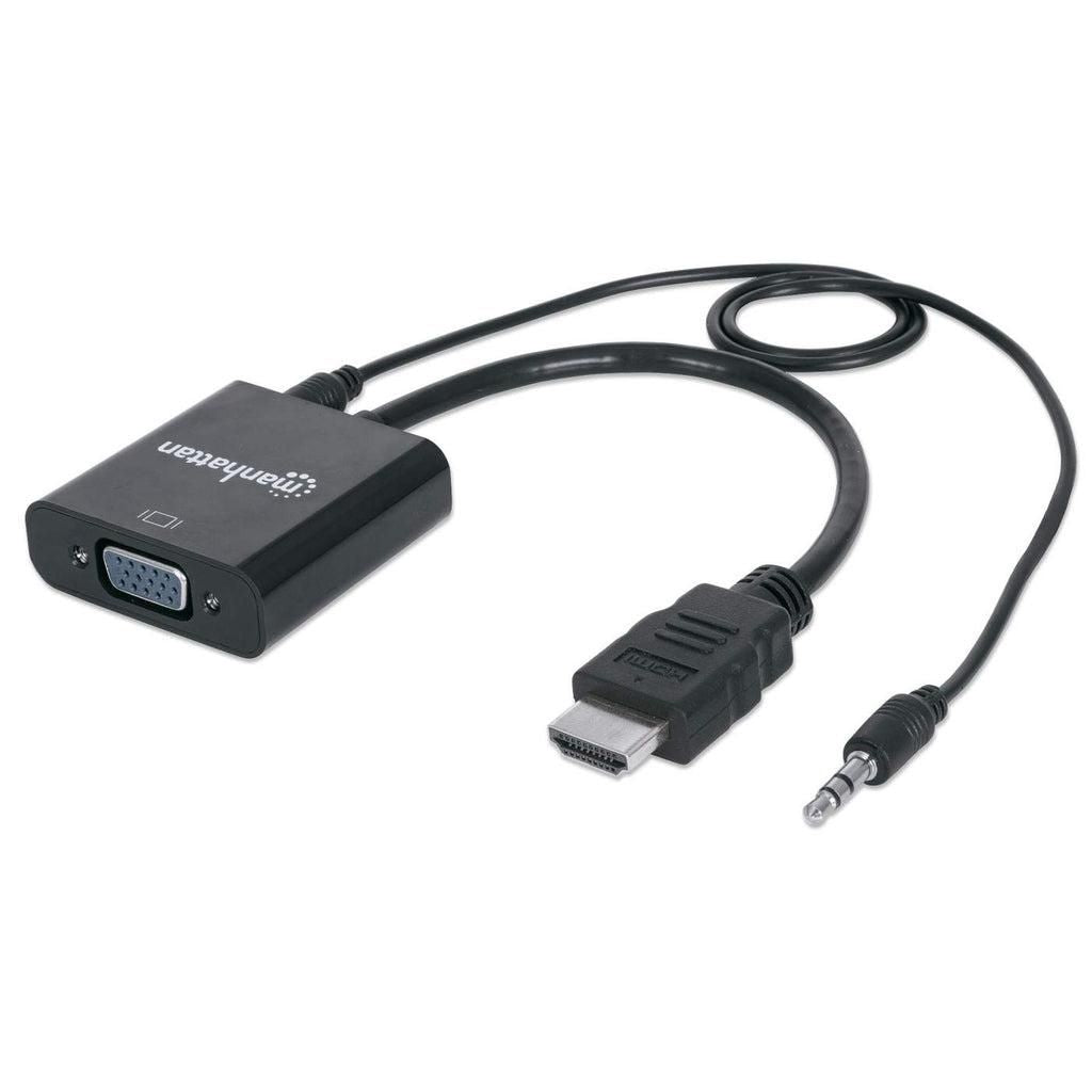 Manhattan Hdmi To Vga (With Audio) Converter Cable, 1080P, 30Cm, Male To Female, Micro-Usb Power Input Port For Additional Power If Needed,