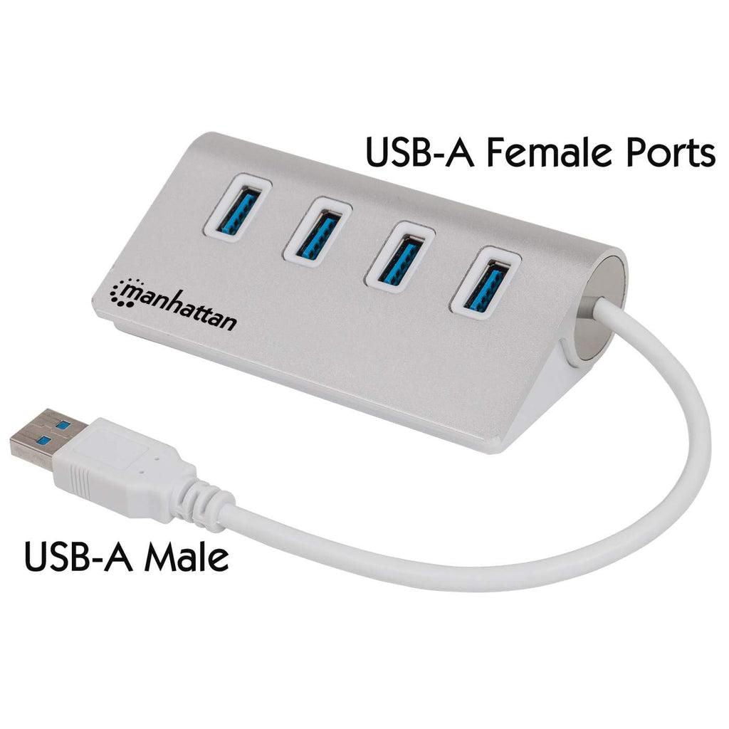 Manhattan Usb-A 4-Port Hub, 4X Usb-A Ports, 5 Gbps (Usb 3.2 Gen1 Aka Usb 3.0), Bus Powered, Fast Charging Up To 0.9A, Equivalent To St43004Ua,