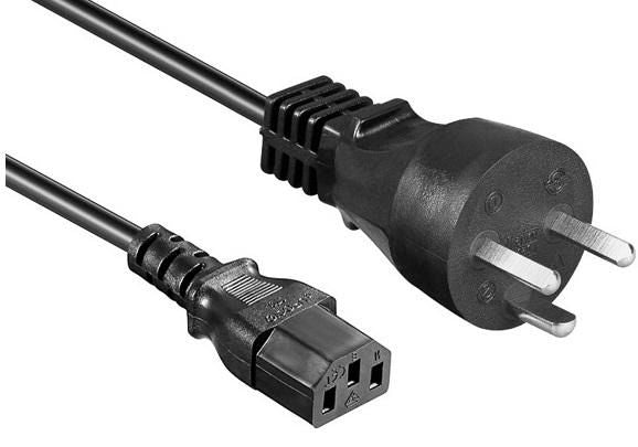 Mercodan Power cable computer appliance with C15 profile, 1.8m black cable, black plugs earthed