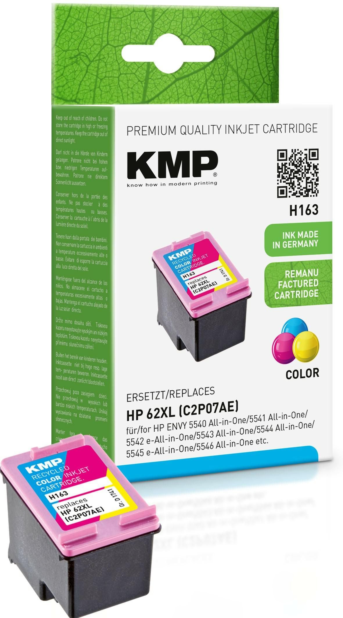 KMP Printtechnik AG Cart. HP 62XL (C2P07AE) comp. sed ink, Cyan,Magenta,Yellow, HP, Envy 5540 e-All-in-One Envy 5542 e-All-in-One Envy 5640 e-All-in-One Envy