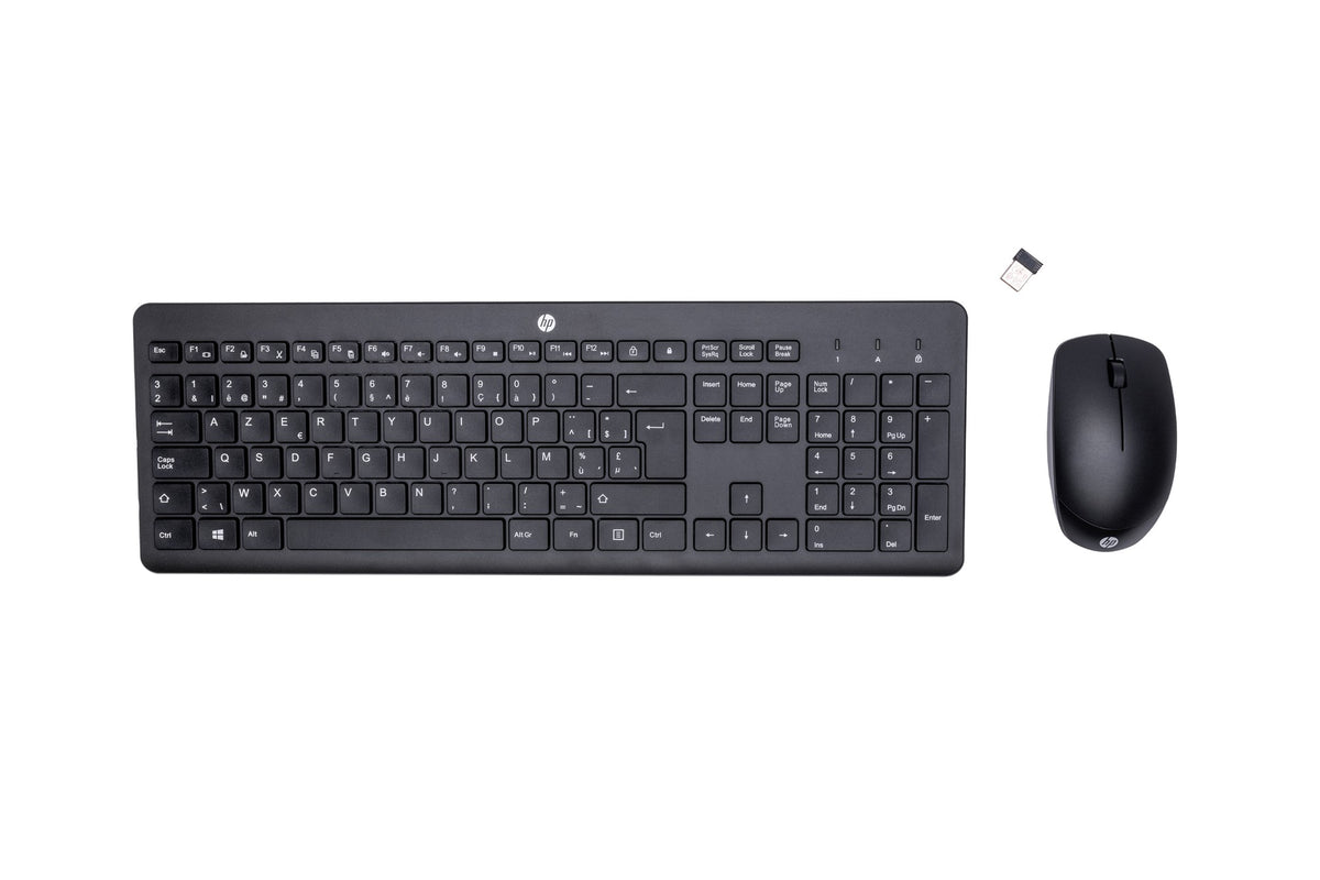 HP 230 Wireless Mouse and Combo keyboard Mouse included Office RF Wireless AZERTY Belgian Black