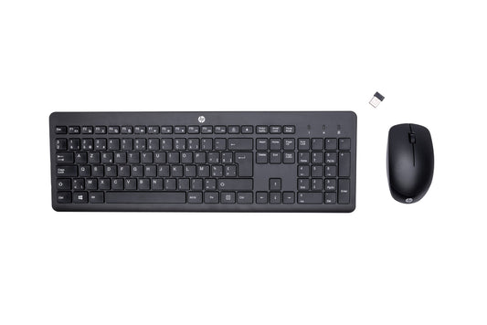 HP 230 Wireless Mouse and Combo keyboard Mouse included Office RF Wireless AZERTY Belgian Black