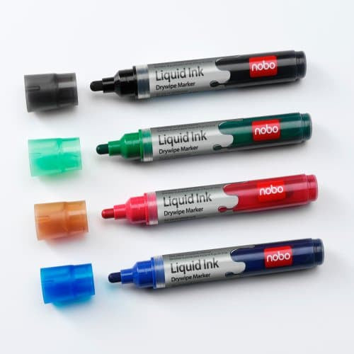 Nobo Liquid Ink Whiteboard Pens Bullet Tip 6 Pack