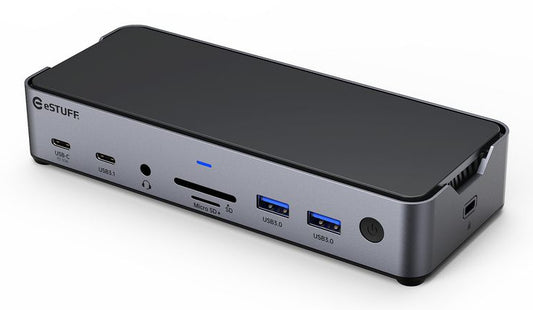 eSTUFF GLB232006 laptop dock/port replicator Wired Aluminium