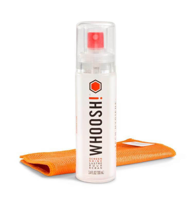 Whoosh! GO XL 100ml 600 sprays w.cloth Non Toxic Safe for all screens Anti Static resists smudges