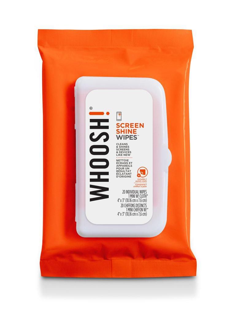 Whoosh! SCREEN SHINE WIPES 20 20 pack of individuall wipes incl.1 x Mini microfiber, antimicrobial treated Clean Cloth