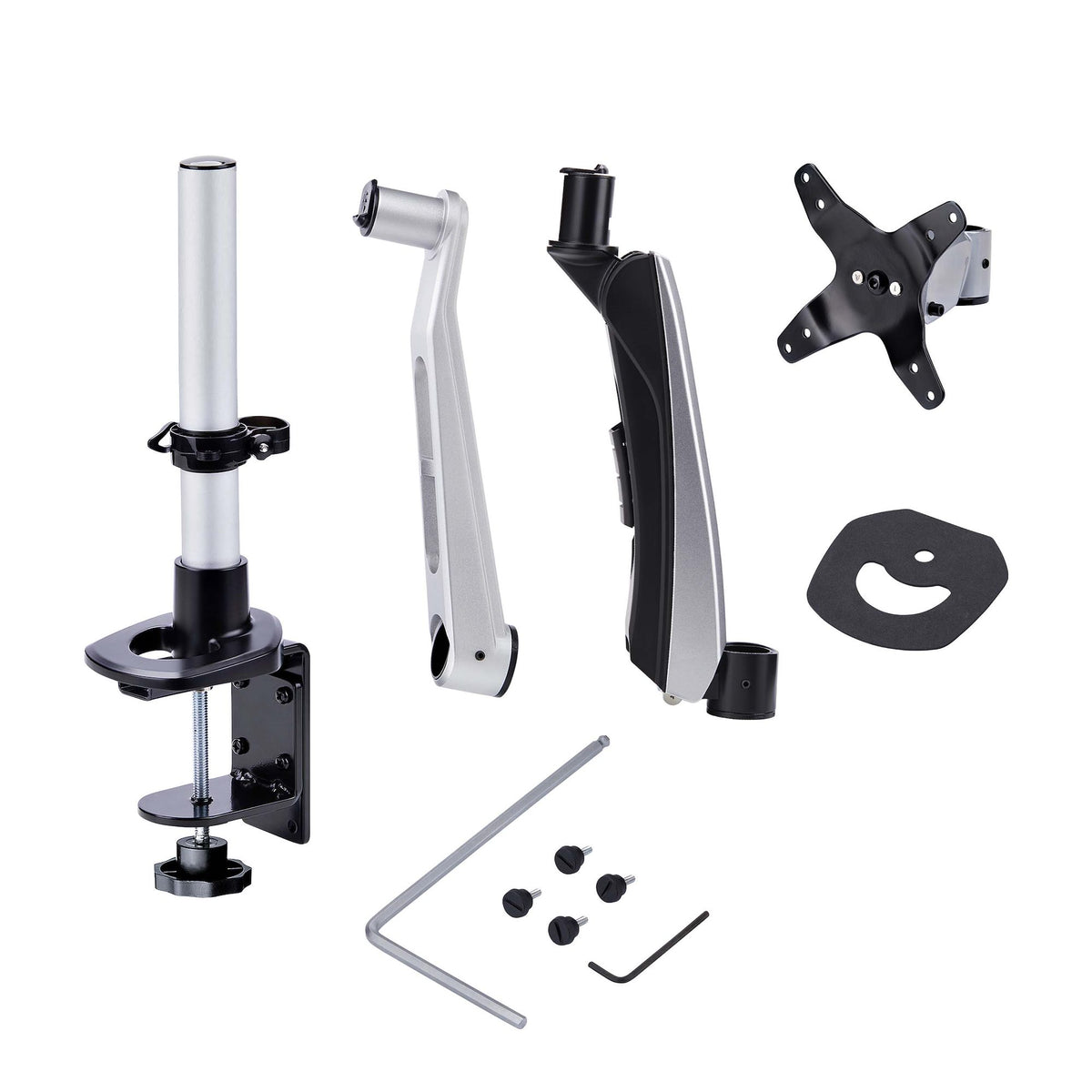 StarTech.com Desk Mount Monitor Arm For 27in 16:9 or 30in 21:9 Ultrawide Screens, VESA 75x75/100x100, Tool-Less Mechanical Spring Arm, C-Clamp/Grommet, TAA