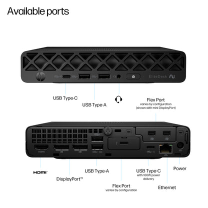 HP EliteDesk 8 G1a Next Gen Copilot+ PC AMD Ryzen™ AI 5 340 32 GB DDR5-SDRAM 1 TB SSD Windows 11 Pro Mini PC AI PC Black