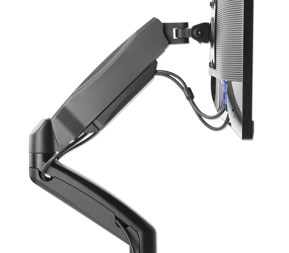 Manhattan Dual Desk Mount for TV & Monitors (Full Motion Spring), For screens 10" to 27", C-Clamp or Grommet Assembly,VESA compatibility: 75x75 and 100x100mm -check the dimensions of the four mounting holes on back of screen to ensure it fits,Max 9kg (eac