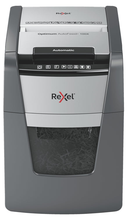 Rexel Optimum AutoFeed+ 100X Automatic Cross Cut Paper Shredder P4