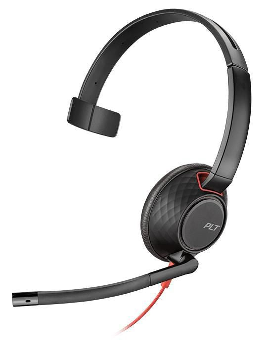 Poly Blackwire 5210 - 5200 Series re 5210, Headset, Head-band, Calls/Music, Black, Red, Monaural, In-line control unit