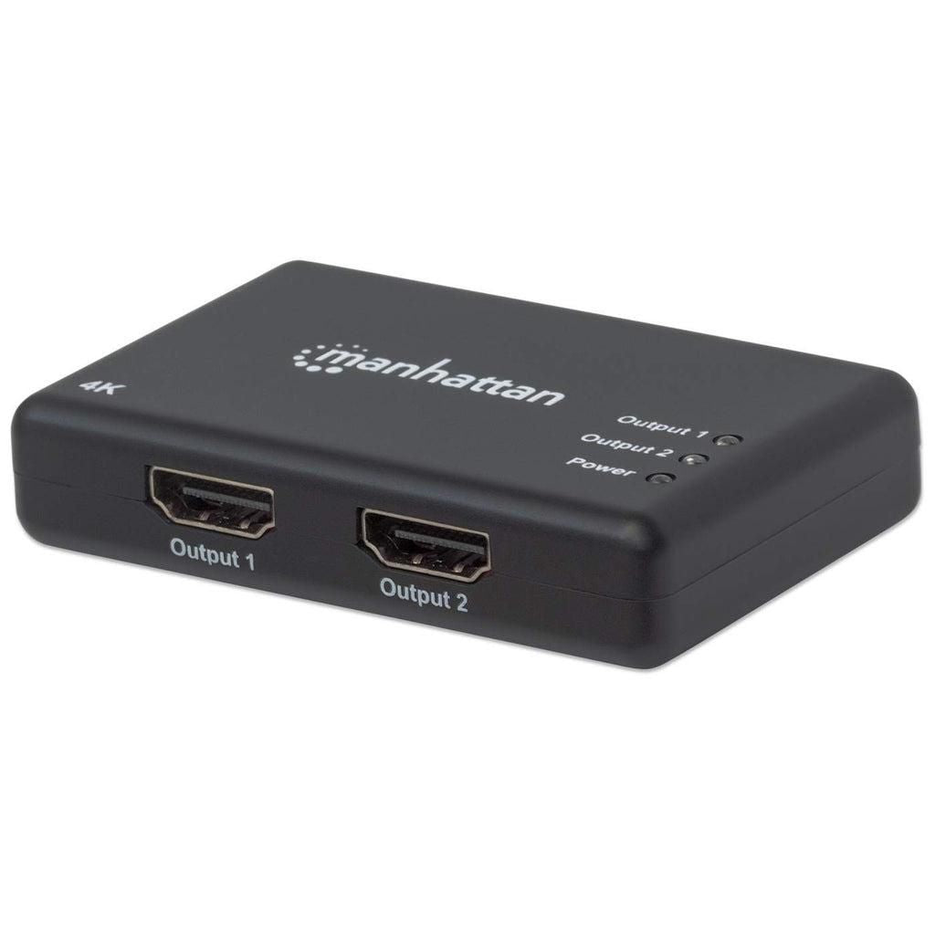 Manhattan Hdmi Splitter 2-Port , 4K@30Hz, Displays Output From X1 Hdmi Source To X2 Hd Displays (Same Output To Both Displays), Ac Powered