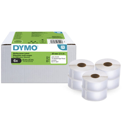 Dymo 2093094 DirectLabel-etikettes 57mm x32mm Pack=6 for Dymo LW 550 60mm/400 Duo/60mm