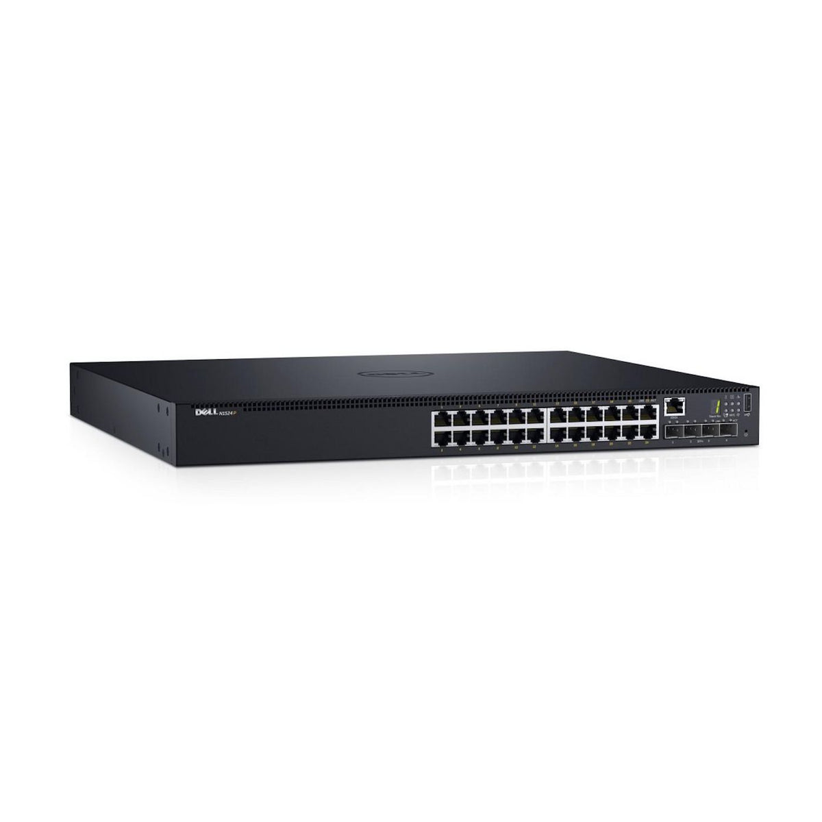 Dell Networking N1524P, PoE+, 24x 1GbE + 4x 10GbE SFP+ fixed ports, Stacking, IO to PSU airflow, AC