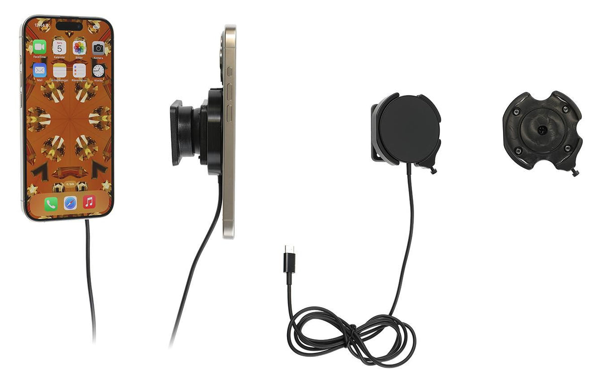 Brodit Mount with tilt swivel, Magnetic wireless charger, For Apple MagSafe devices/accessories