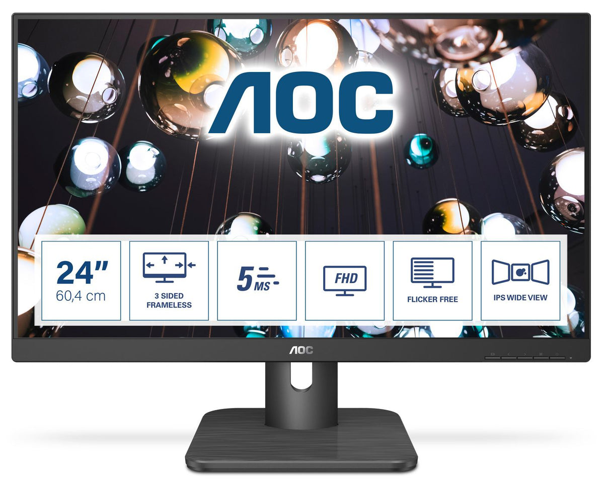 AOC E1 24E1Q computer monitor 60.5 cm (23.8") 1920 x 1080 pixels Full HD LED Black AOC E1 24E1Q, 60.5 cm (23.8"), 1920 x 1080 pixels,