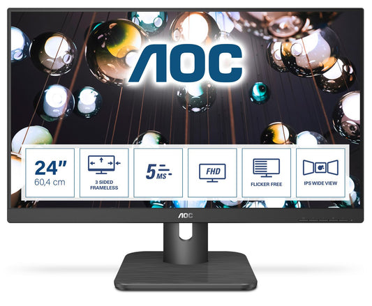 AOC E1 24E1Q computer monitor 60.5 cm (23.8") 1920 x 1080 pixels Full HD LED Black AOC E1 24E1Q, 60.5 cm (23.8"), 1920 x 1080 pixels,