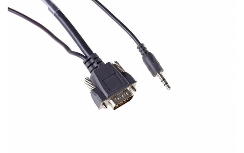 Mercodan PRO VGA with audio cable, Micro VGA and Audio, Minijack 7.5m, 1920x1200, 15pins pass through, VGA: Male - VGA: Male