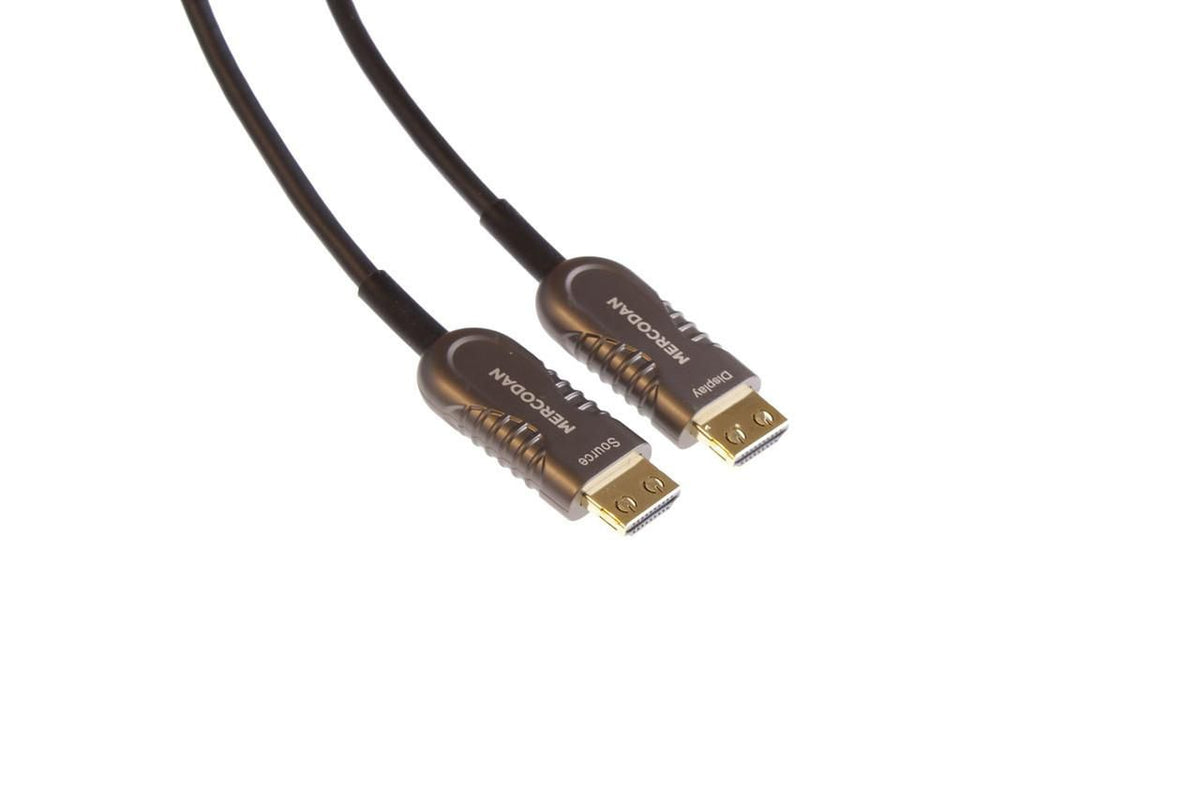 Mercodan Fiber optic HDMI 50m, HDMI 2.0, 18Gbps, 4:4:4, 4k2k 60p, black, ATC Certified, HDMI: Male - HDMI: Male, With locking connector, Min.