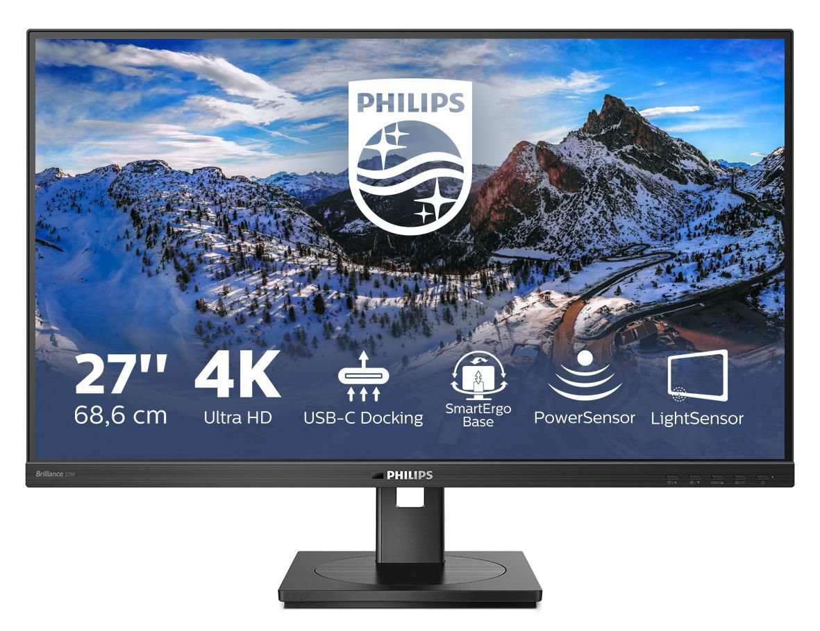 Philips 27, 3840x2160, IPS, Flat, H/A 150 MM Pivot, USB-C DOCKING DISPLAY (RJ45), power delivery90 W, 60 279P1/00, 68.6 cm (27"), 3840 x 2160