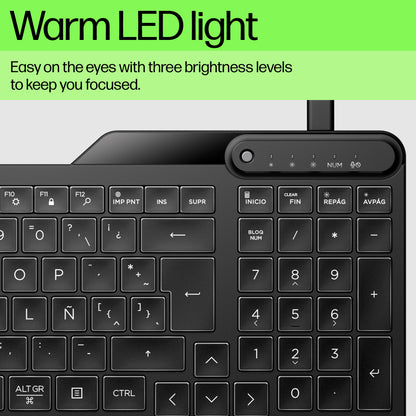 HP 405 Multi-Device Backlit Wired Keyboard